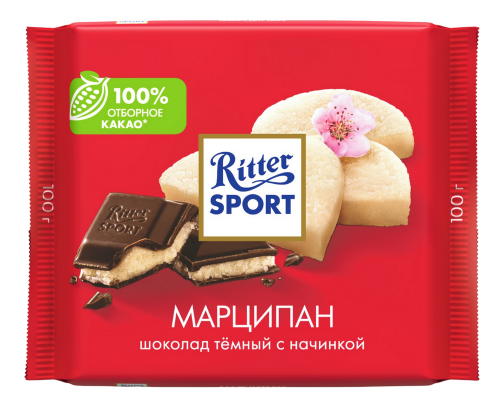 Шоколад Ritter Sport темный с марципаном 51% какао, 100 г