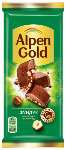 Шоколад ''Alpen Gold'' молочный Фундук, 80 г/85 г