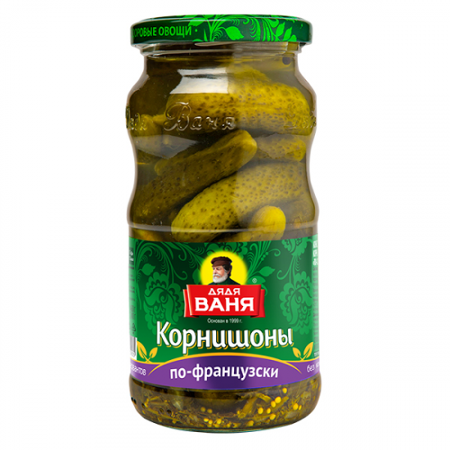 Огурцы-корнишоны Дядя Ваня маринованные по-французски, 460г