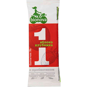 Батончик фруктово-ореховый Bionova №1 Яблоко и Клубника с пребиотиками, 35г