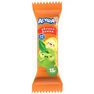 Батончик фруктовый Агуша яблоко-банан с 12 месяцев, 15г