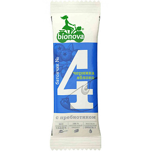 Батончик фруктово-ореховый Bionova №4 Черника и яблоко с пребиотиками, 35г
