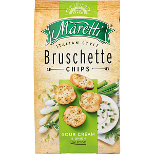 Хлебные ломтики печёные Maretti со вкусом Сметаны и лука, 70г