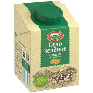 Сливки стерилизованные Село Зелёное 33%, 500г