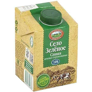 Сливки стерилизованные Село Зелёное 10%, 500г