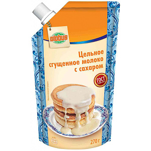 Молоко цельное сгущённое Глобус с сахаром 8,5%, 270г