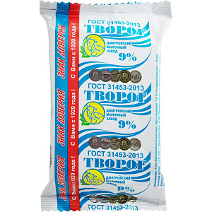 Творог Дмитровский молочный завод 9%, 180г