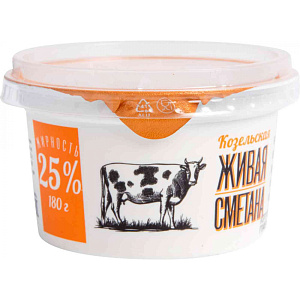 Сметана Козельская 25%, 180г