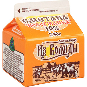 Сметана Вологжанка 18%, 240г