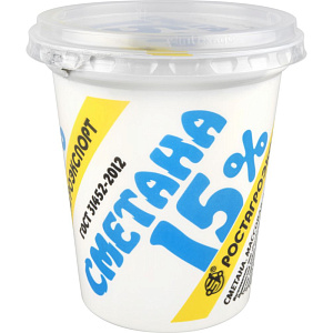 Сметана Ростагроэкспорт 15%, 320г