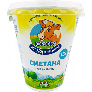 Сметана Коровка из Кореновки 15%, 300г