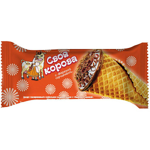 Десерт глазированный Ростагроэкспорт с варёной сгущёнкой в вафельном рожке 20%, 60г