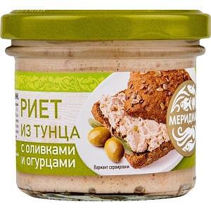 Риет из тунца Меридиан с оливками и огурцами, 100г