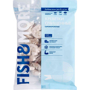 Креветки королевские сыроморженые Fish&More очищенные с хвостом 26/30, 500г