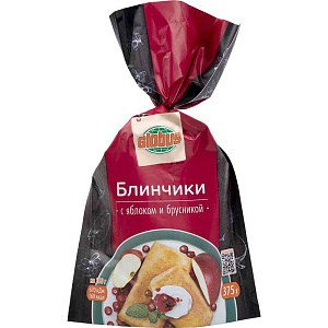 Блинчики Глобус с яблоком и брусникой, 375 г