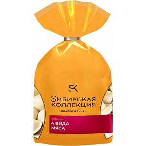 Пельмени классические Сибирская коллекция 4 вида мяса, 700г