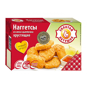 Наггетсы из мяса цыплёнка Золотой Петушок хрустящие, 300г