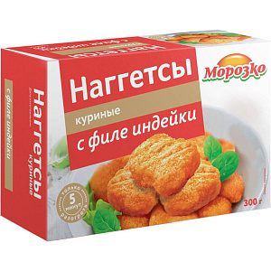 Наггетсы куриные Морозко с филе индейки, 300г