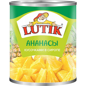 Ананасы Lutik кусочками в сиропе, 580мл