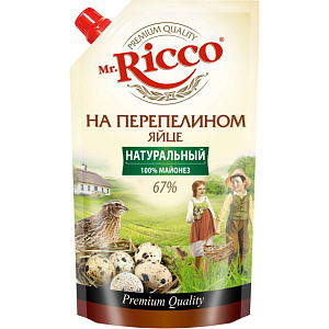 Майонез Mr. Ricco на перепелином яйце Organic 67%, 400мл