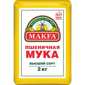 Мука пшеничная Makfa высший сорт, 2кг