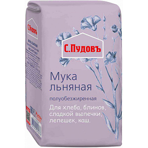 Мука льняная С. Пудовъ полуобезжиренная, 400г