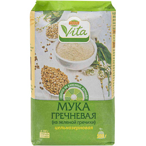 Мука цельнозерновая Глобус Вита из зеленой гречки, 500г