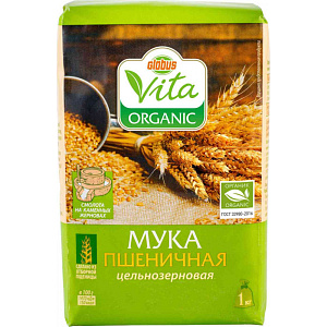 Мука пшеничная Глобус Вита Organic цельнозерновая, 1кг