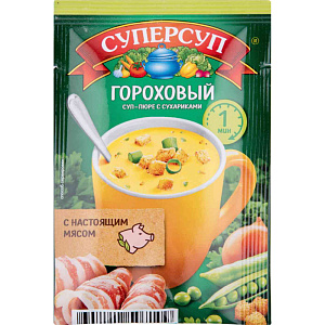 Суп-пюре гороховый Суперсуп с сухариками, 21,8г