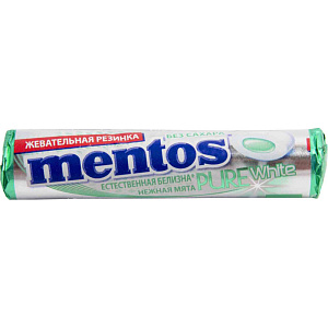 Жевательная резинка Mentos Pure White вкус Нежная мята, 15,5 г