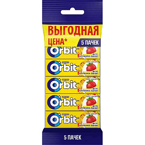 Жевательная резинка Orbit Клубника-банан без сахара, 5×13,6 г