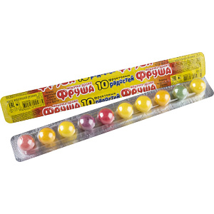 Жевательная резинка Фруша 10 фруктовых радостей со вкусом Тутти-фрутти, 20г