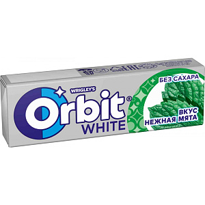 Жевательная резинка Orbit White Нежная мята без сахара, 13,6 г