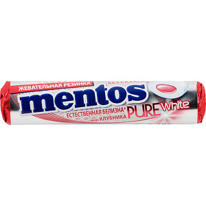 Жевательная резинка Mentos Pure White вкус Клубника, 15,5г