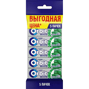 Жевательная резинка Orbit White Нежная мята без сахара, 5×13,6г