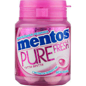 Жевательная резинка Mentos Освежающий вкус Mentos Pure Fresh вкус Тутти-Фрутти, 54г