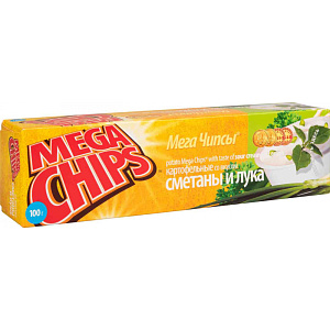Мегачипсы картофельные Mega Chips со вкусом Сметаны и лука, 100г