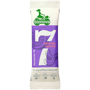 Батончик фруктово-ореховый Bionova №7 Инжир и Орехи с пребиотиками, 35г