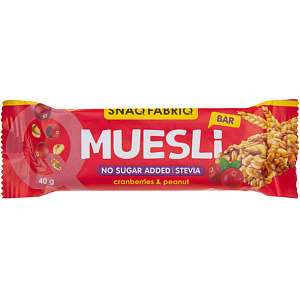 Батончик-мюсли Snaq Fabriq Muesli Клюква, без сахара, 40 г