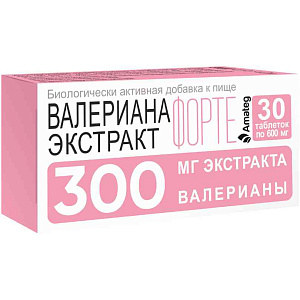 Биологически активная добавка Amateg Валериана экстракт Форте 300 мг, 30 шт.