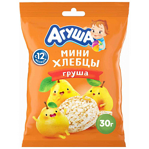 Мини-хлебцы рисовые Агуша груша с 12 месяцев, 30г