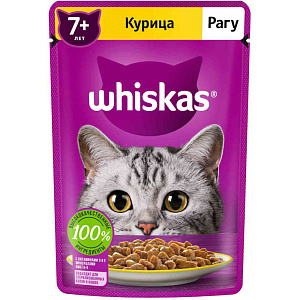 Влажный корм для кошек от 7 лет Whiskas курица рагу, 75г