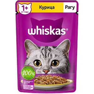Влажный корм для кошек Whiskas курица рагу, 75г