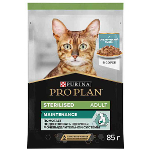 Влажный корм для кошек Purina Pro Plan Sterilised Adult с океанической рыбой в соусе, 85 г