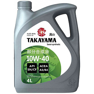 Масло моторное полусинтетическое TAKAYAMA SAE 10W-40 API SN/СF, 4л