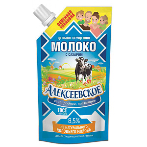 Молоко цельное сгущённое Алексеевское с сахаром 8,5%, 650г
