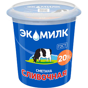 Сметана сливочная Экомилк 20%, 300г
