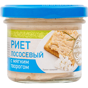 Риет лососёвый Меридиан с мягким творогом, 100г