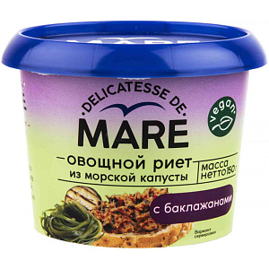 Риет овощной Delicatesse De Mare из морской капусты с баклажанами, 150г