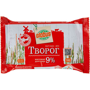 Творог Глобус 9%, 180г